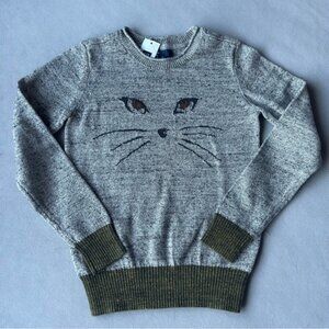 Gap Knit Sweater Cat Sketch Design Girls Size Medium 8 Brand New
